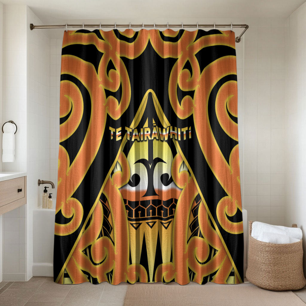 New Zealand Te Tairawhiti Bathroom Set Maori Koru Pattern LT05 Shower Curtain Only Orange - Polynesian Pride