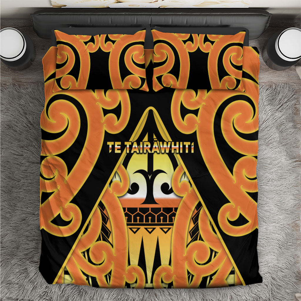 New Zealand Te Tairawhiti Bedding Set Maori Koru Pattern LT05 Orange - Polynesian Pride