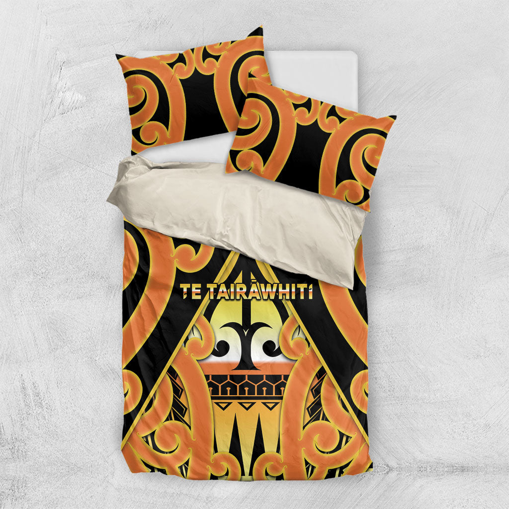 New Zealand Te Tairawhiti Bedding Set Maori Koru Pattern LT05 US Twin 172cm x 218cm Orange - Polynesian Pride