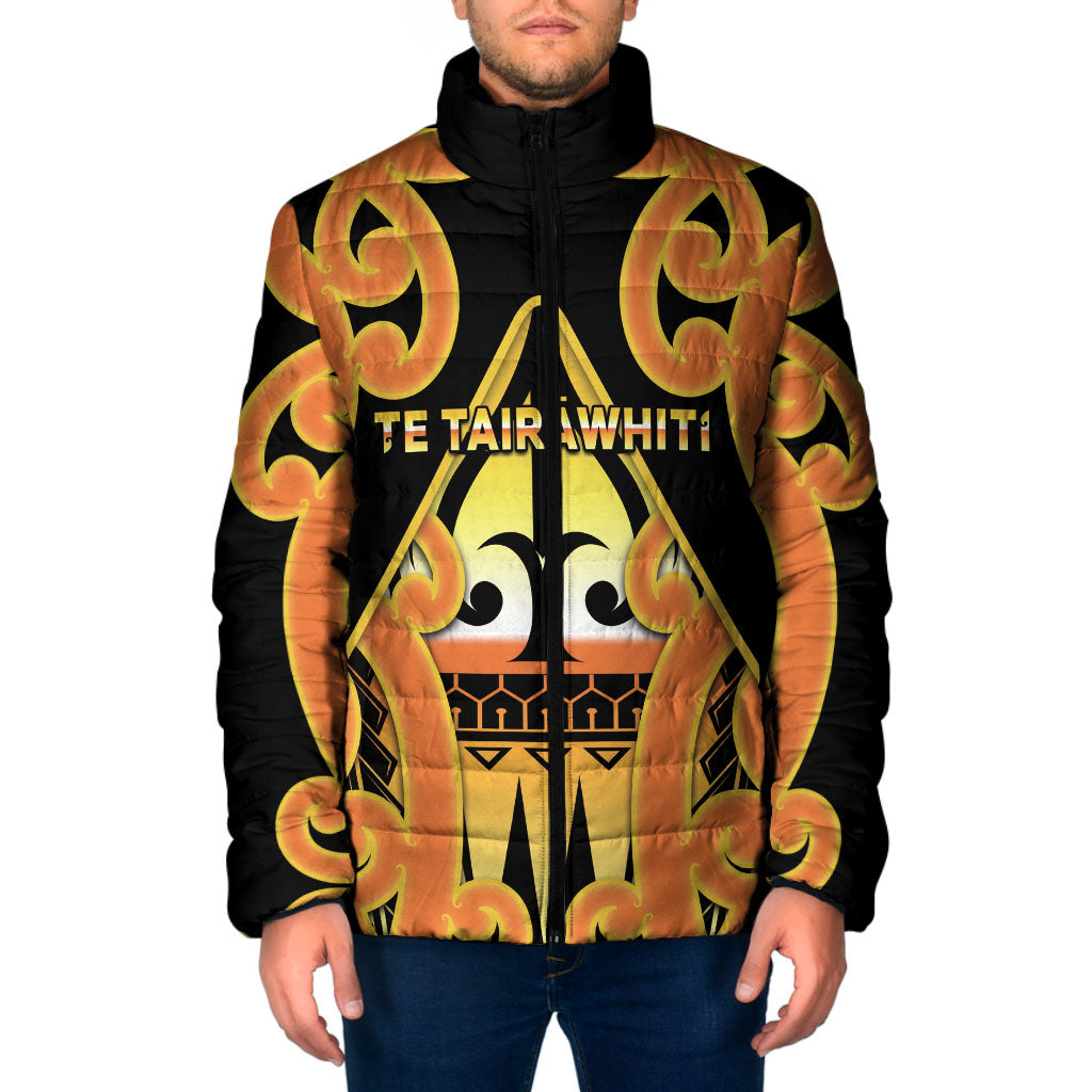 Personalised New Zealand Te Tairawhiti Padded Jacket Maori Koru Pattern LT05 Men Orange - Polynesian Pride
