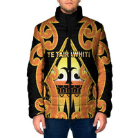 Personalised New Zealand Te Tairawhiti Padded Jacket Maori Koru Pattern LT05 Men Orange - Polynesian Pride