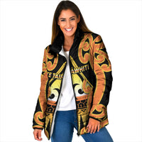 Personalised New Zealand Te Tairawhiti Padded Jacket Maori Koru Pattern LT05 Women Orange - Polynesian Pride
