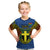 Vanuatu Tafea Province Kid T Shirt Coat Of Arms And Namele Fern Polynesian Pattern LT05 Blue - Polynesian Pride