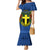 Vanuatu Tafea Province Mermaid Dress Coat Of Arms And Namele Fern Polynesian Pattern LT05 Women Blue - Polynesian Pride