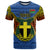 Vanuatu Tafea Province T Shirt Coat Of Arms And Namele Fern Polynesian Pattern LT05 Blue - Polynesian Pride