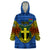 Vanuatu Tafea Province Wearable Blanket Hoodie Coat Of Arms And Namele Fern Polynesian Pattern LT05 One Size Blue - Polynesian Pride