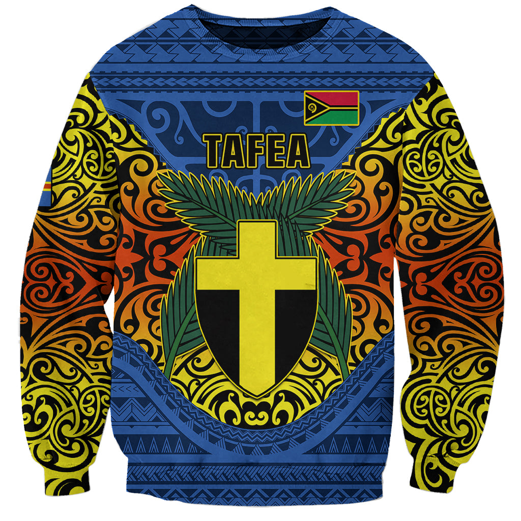 Personalized Vanuatu Tafea Province Sweatshirt Coat Of Arms And Namele Fern Polynesian Pattern LT05 Unisex Blue - Polynesian Pride