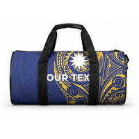 Personalised Nauru Angam Day Duffle Bag Gold Navy Tribal Pattern LT05 One size Blue - Polynesian Pride
