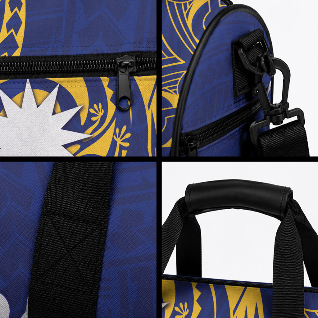 Personalised Nauru Angam Day Duffle Bag Gold Navy Tribal Pattern LT05 - Polynesian Pride