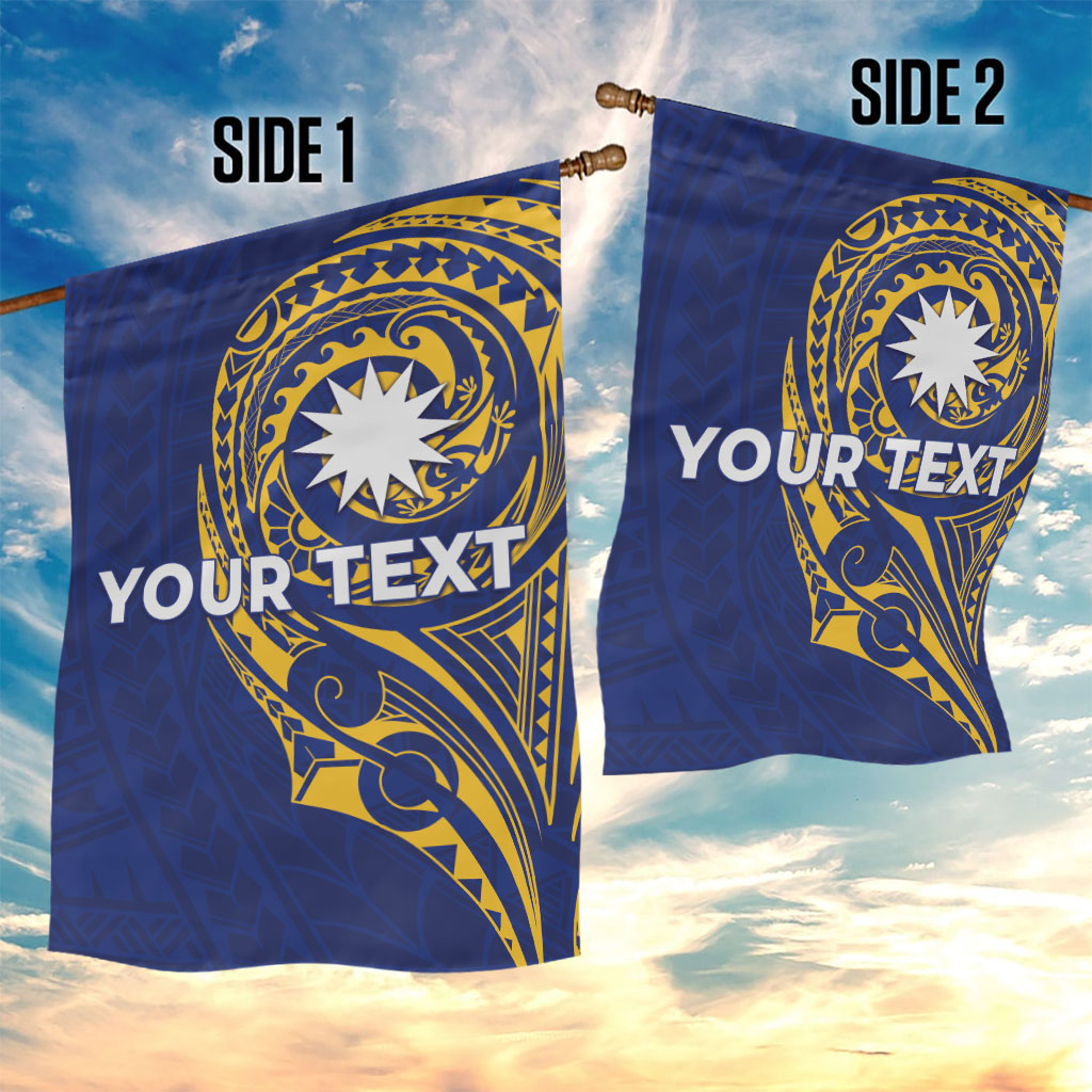 Personalised Nauru Angam Day Garden Flag Gold Navy Tribal Pattern LT05 - Polynesian Pride