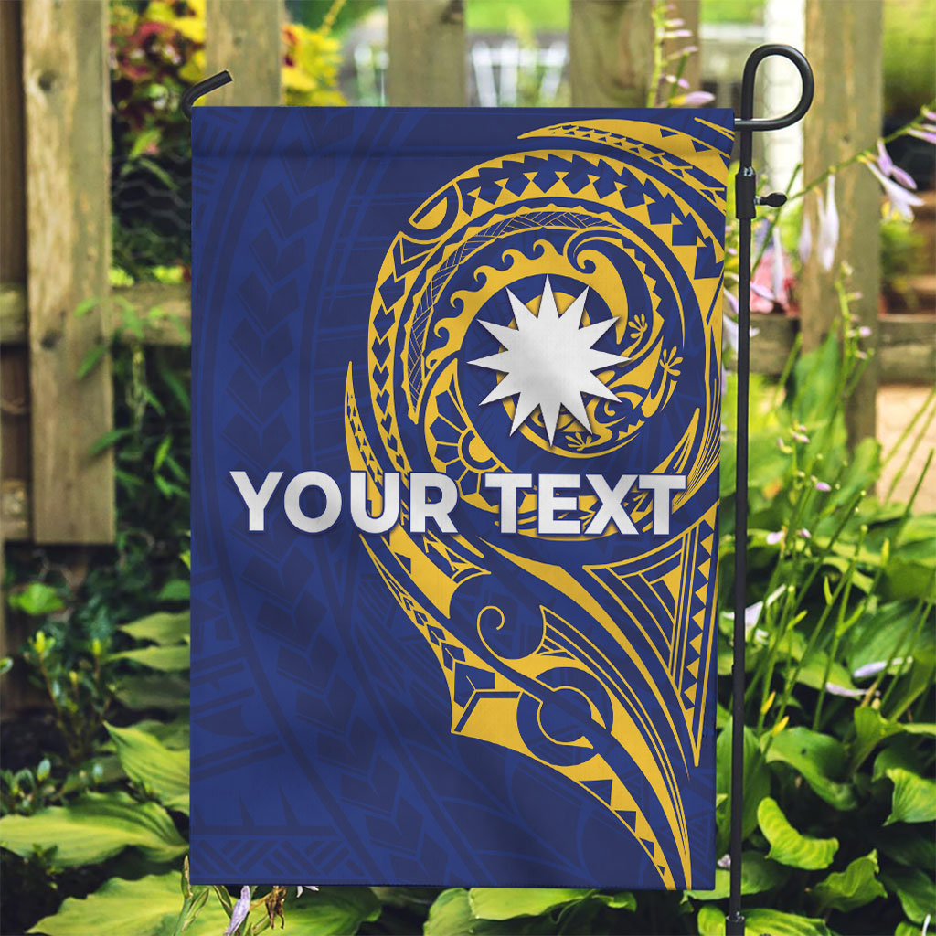 Personalised Nauru Angam Day Garden Flag Gold Navy Tribal Pattern LT05 Garden Flag Blue - Polynesian Pride