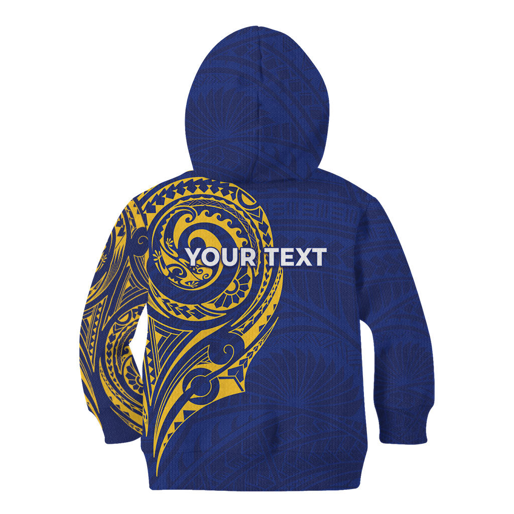 Personalised Nauru Angam Day Kid Hoodie Gold Navy Tribal Pattern LT05 - Polynesian Pride