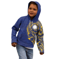 Personalised Nauru Angam Day Kid Hoodie Gold Navy Tribal Pattern LT05 - Polynesian Pride