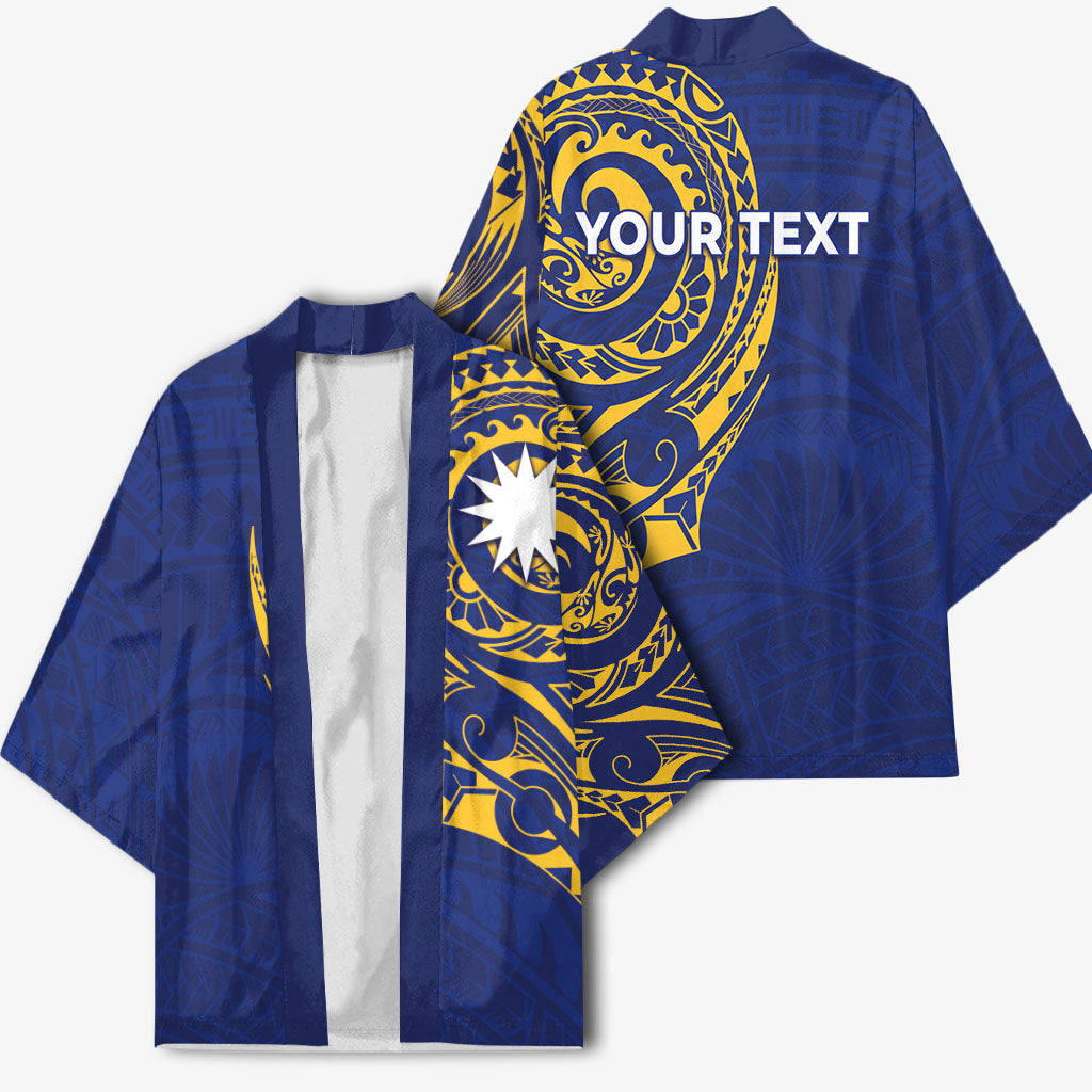 Personalised Nauru Angam Day Kimono Gold Navy Tribal Pattern LT05 - Polynesian Pride