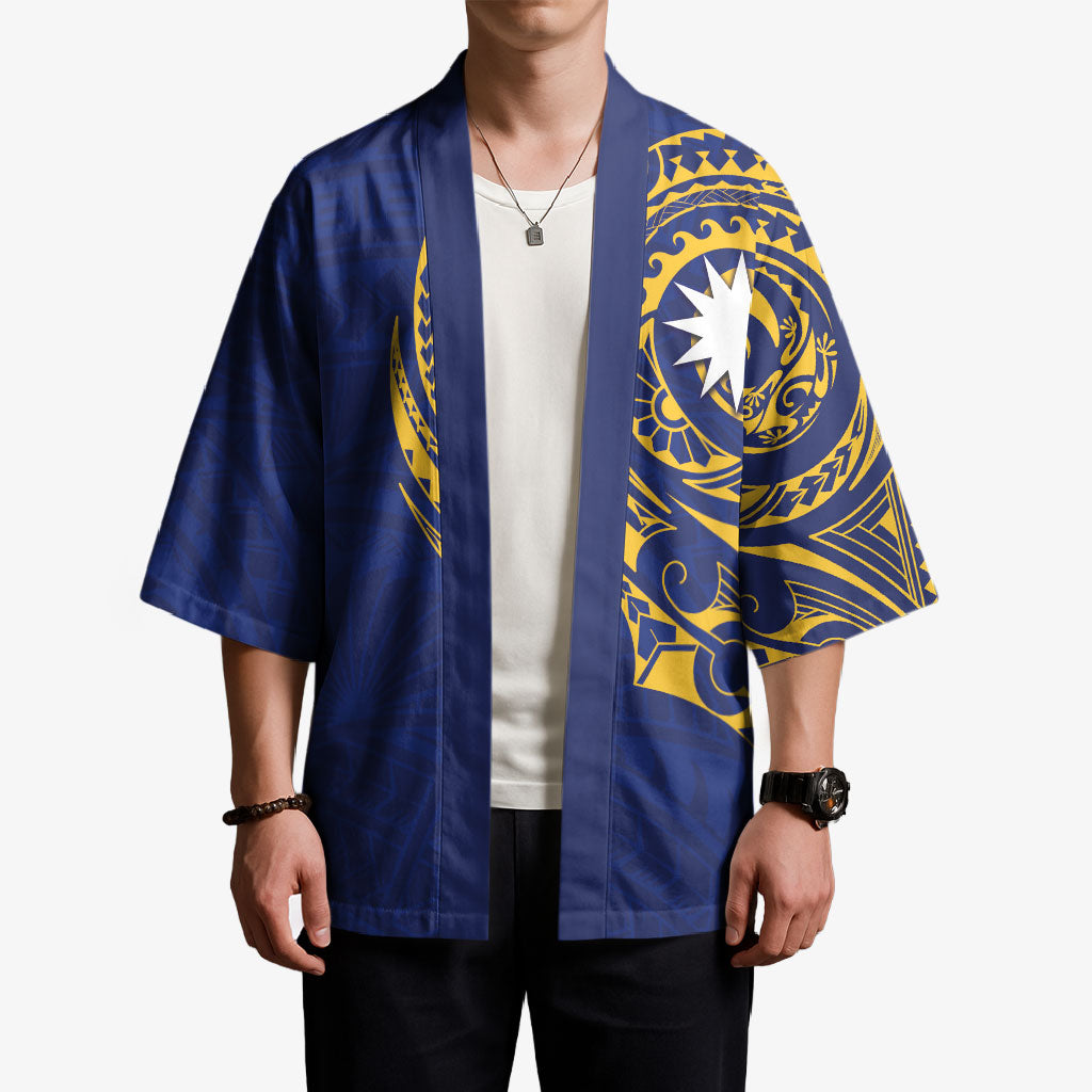Personalised Nauru Angam Day Kimono Gold Navy Tribal Pattern LT05 - Polynesian Pride
