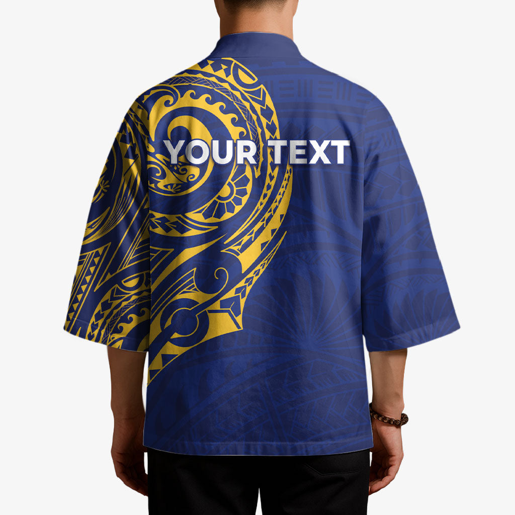Personalised Nauru Angam Day Kimono Gold Navy Tribal Pattern LT05 - Polynesian Pride