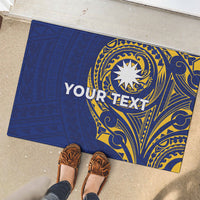 Personalised Nauru Angam Day Rubber Doormat Gold Navy Tribal Pattern LT05 - Polynesian Pride