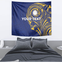 Personalised Nauru Angam Day Tapestry Gold Navy Tribal Pattern LT05 - Polynesian Pride