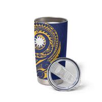 Personalised Nauru Angam Day Tumbler Cup Gold Navy Tribal Pattern LT05 - Polynesian Pride