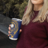 Personalised Nauru Angam Day Tumbler Cup Gold Navy Tribal Pattern LT05 - Polynesian Pride