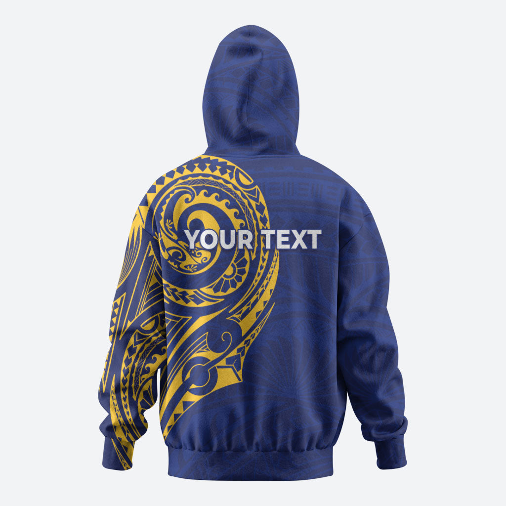 Personalised Nauru Angam Day Zip Hoodie Gold Navy Tribal Pattern LT05 - Polynesian Pride