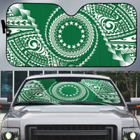 Cook Islands Gospel Day Auto Sun Shade Green Tribal Curves LT05 Green - Polynesian Pride