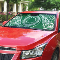 Cook Islands Gospel Day Auto Sun Shade Green Tribal Curves LT05 - Polynesian Pride