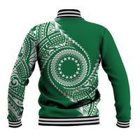 Cook Islands Gospel Day Baseball Jacket Green Tribal Curves LT05 - Polynesian Pride