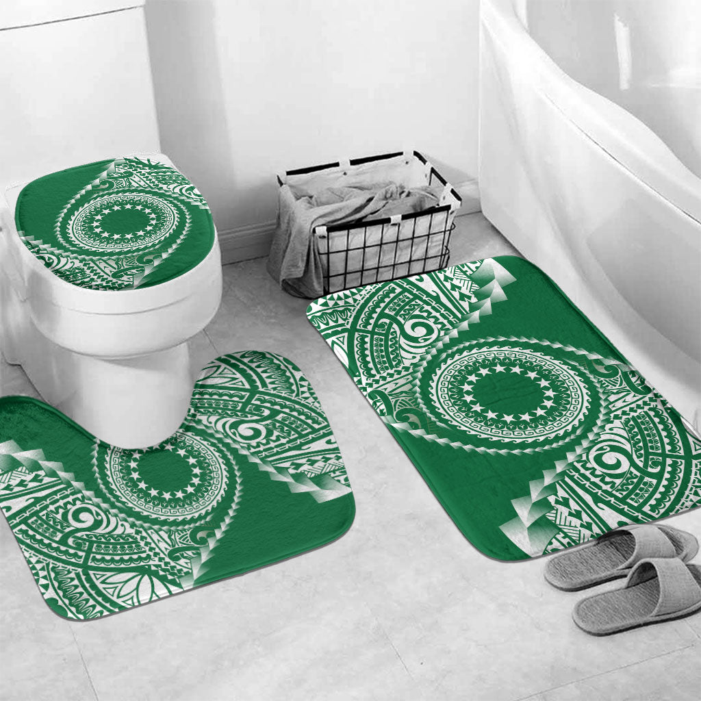 Cook Islands Gospel Day Bathroom Set Green Tribal Curves LT05 Mat Set Only (3 pcs) One Size Green - Polynesian Pride