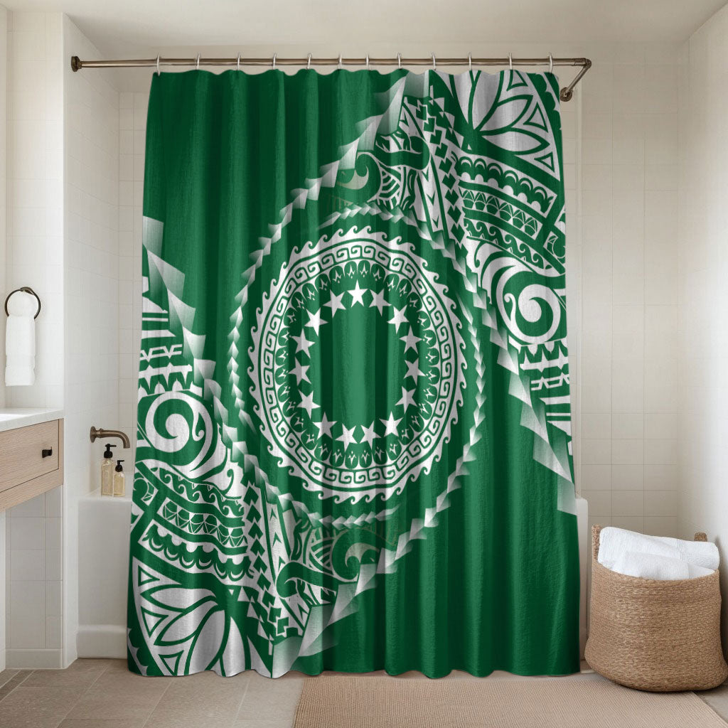 Cook Islands Gospel Day Bathroom Set Green Tribal Curves LT05 Shower Curtain Only Green - Polynesian Pride