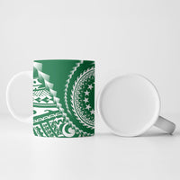 Cook Islands Gospel Day Ceramic Mug Green Tribal Curves LT05 - Polynesian Pride
