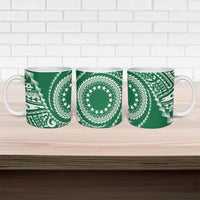 Cook Islands Gospel Day Ceramic Mug Green Tribal Curves LT05 - Polynesian Pride