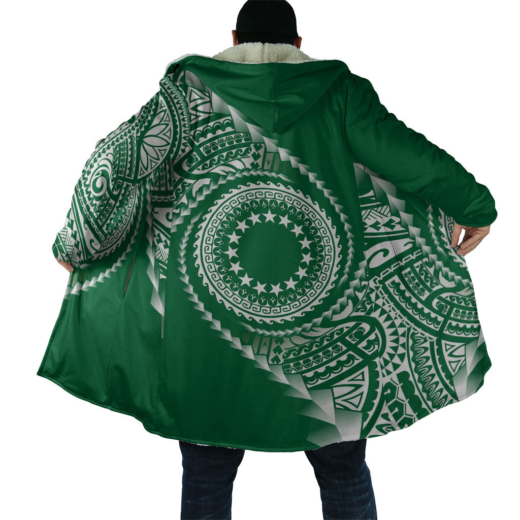 Cook Islands Gospel Day Cloak Green Tribal Curves LT05 - Polynesian Pride