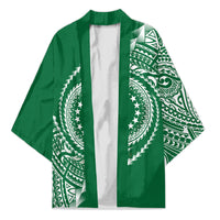 Cook Islands Gospel Day Kimono Green Tribal Curves LT05 Unisex Green - Polynesian Pride