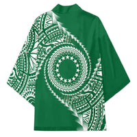 Cook Islands Gospel Day Kimono Green Tribal Curves LT05 - Polynesian Pride
