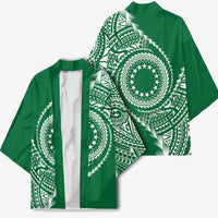 Cook Islands Gospel Day Kimono Green Tribal Curves LT05 - Polynesian Pride