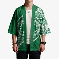 Cook Islands Gospel Day Kimono Green Tribal Curves LT05 - Polynesian Pride