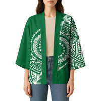 Cook Islands Gospel Day Kimono Green Tribal Curves LT05 - Polynesian Pride