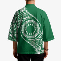 Cook Islands Gospel Day Kimono Green Tribal Curves LT05 - Polynesian Pride