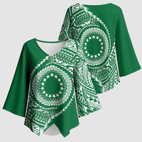 Cook Islands Gospel Day Kimono Sleeve Blouse Green Tribal Curves LT05 - Polynesian Pride