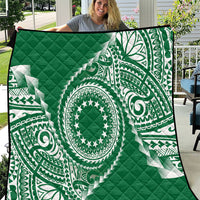 Cook Islands Gospel Day Quilt Green Tribal Curves LT05 Green - Polynesian Pride