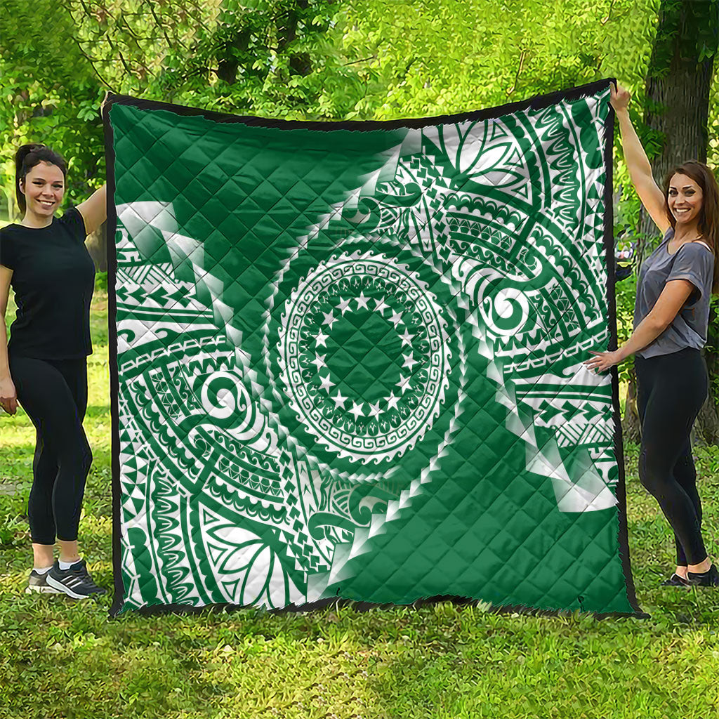 Cook Islands Gospel Day Quilt Green Tribal Curves LT05 - Polynesian Pride