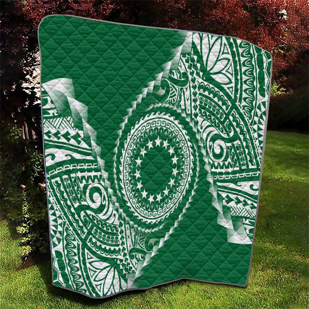 Cook Islands Gospel Day Quilt Green Tribal Curves LT05 - Polynesian Pride