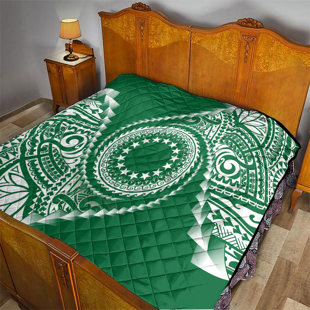 Cook Islands Gospel Day Quilt Green Tribal Curves LT05 - Polynesian Pride