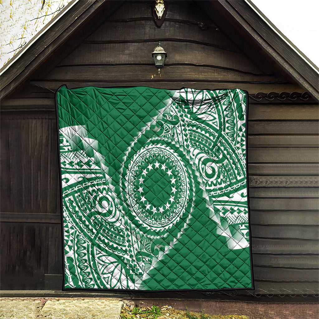 Cook Islands Gospel Day Quilt Green Tribal Curves LT05 - Polynesian Pride