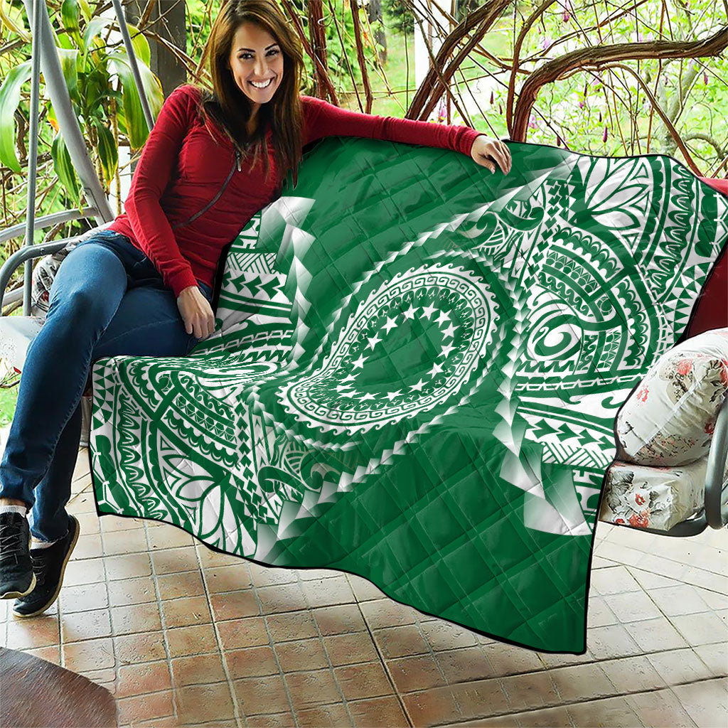 Cook Islands Gospel Day Quilt Green Tribal Curves LT05 - Polynesian Pride
