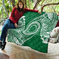 Cook Islands Gospel Day Quilt Green Tribal Curves LT05 - Polynesian Pride