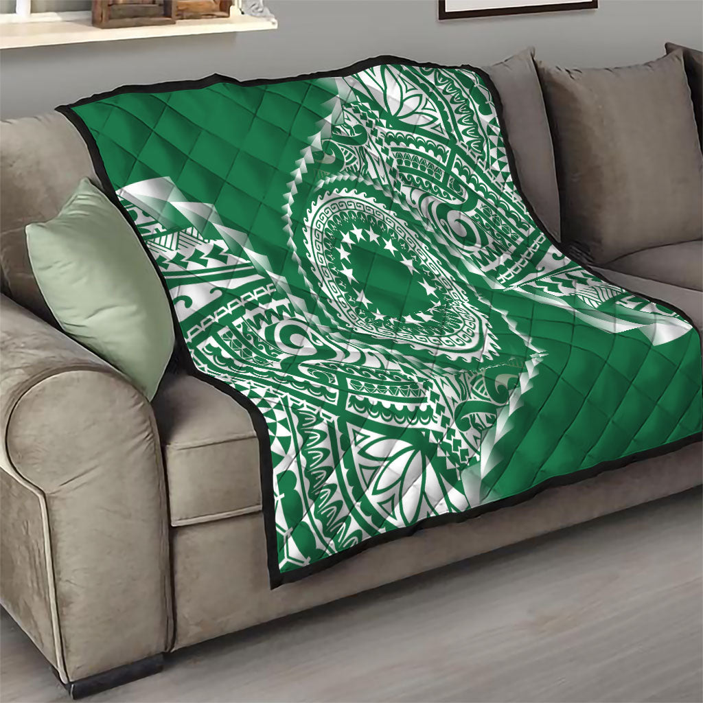 Cook Islands Gospel Day Quilt Green Tribal Curves LT05 - Polynesian Pride