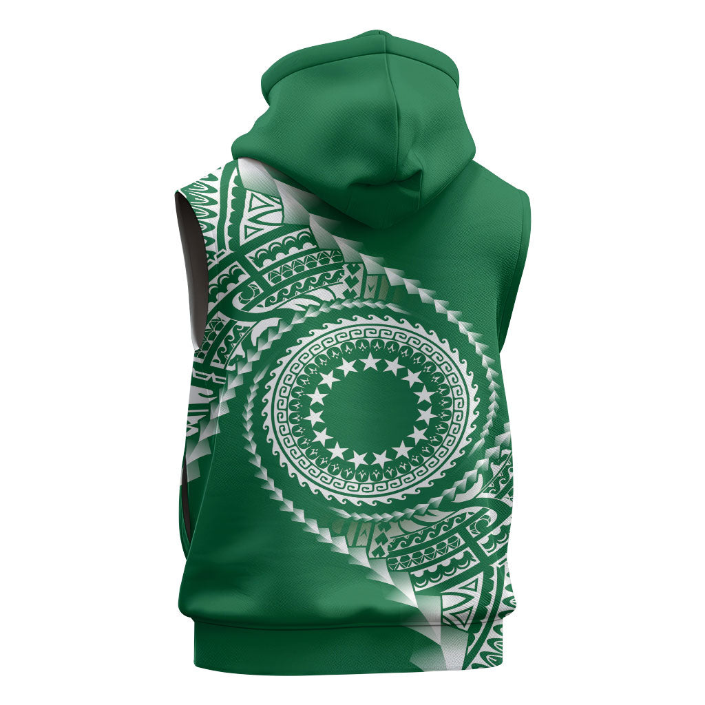 Cook Islands Gospel Day Sleeveless Zip Hoodie Green Tribal Curves LT05 - Polynesian Pride