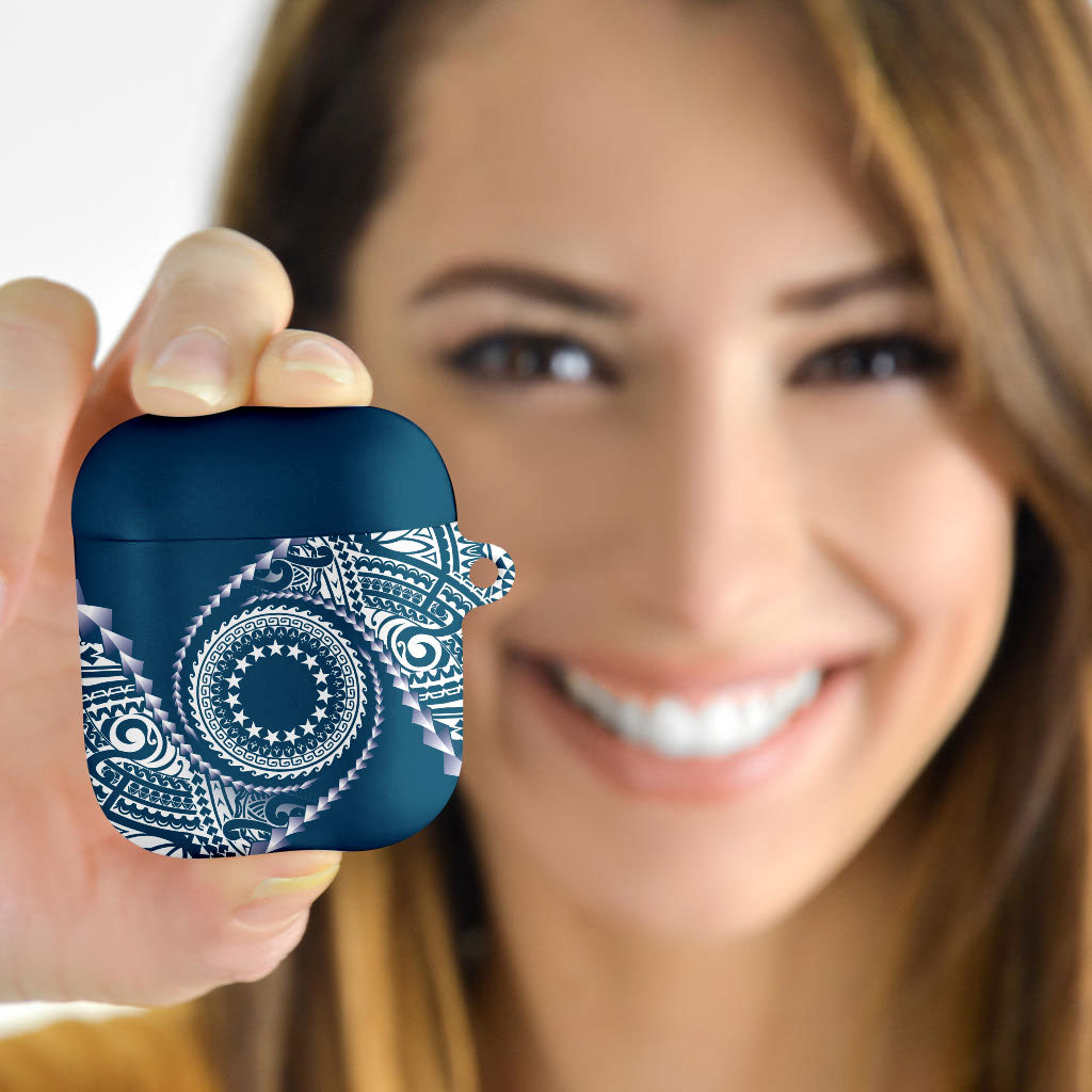 Cook Islands Gospel Day AirPods Case Blue Tribal Curves LT05 - Polynesian Pride